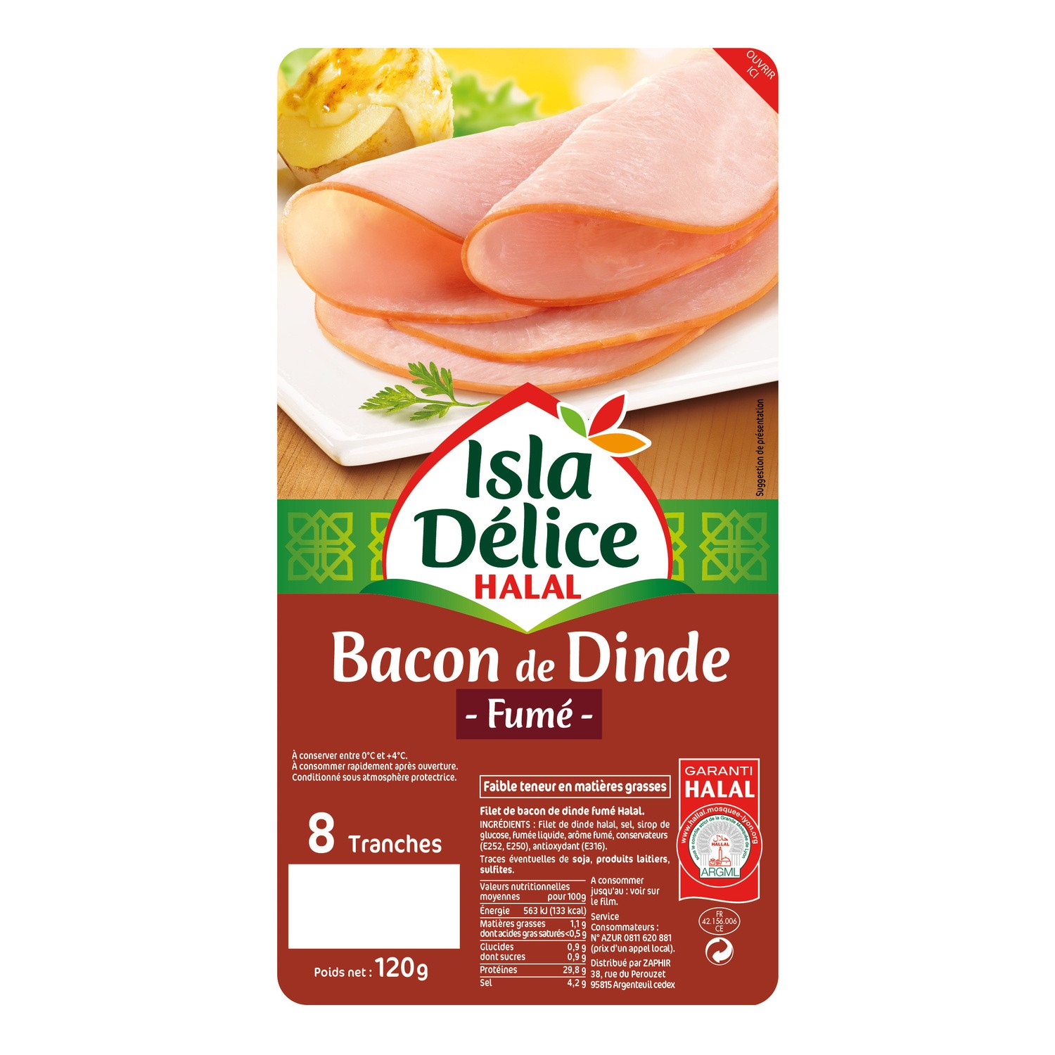 Bacon de dinde 8 tranches halal